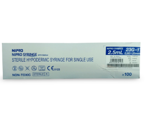 2.5ml Syringe with 23Gx1 Needle | Brand - NIPRO | Pack of 100 pcs