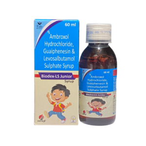 Levosalbutamol 0.5 Mg , Ambroxol Hcl 15 Mg And Guaiphenesin 50 Mg | Brand - Biodex Ls Junior | Manufacturer - Elder | Pack Of 60Ml Syrup