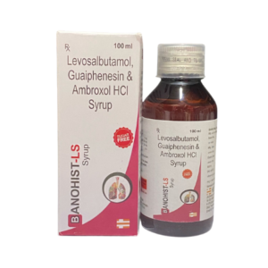 Cough Syrup - Levosalbutamol Sulphate 1 mg , Ambroxol Hydrochloride 30 mg and Guaiphenesin 50 mg | Brand - Banohist- LS | Manufacturer - HECURE PHARMA | Pack of 100 ML