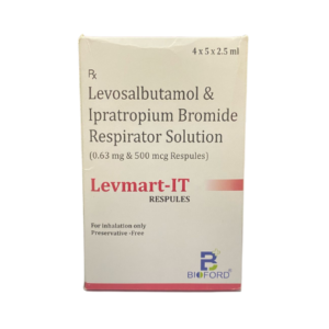 Levosalbutamol and Ipratropium Bromide Respirator Solution | Brand - Levmart-IT | Manufaturer - Bioford | Pack of 5x2ml