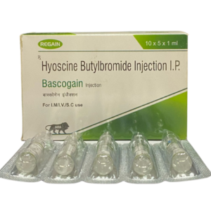 Hyoscine butylbromide 20 mg | Brand - Bascogain | Manufacturer - Regain Laboratories | Pack of 5X1 ml Inj
