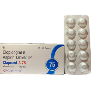 Clopidogrel 75mg & Aspirin 75mg | Brand - Clapcard-A 75 | Manufacturer - CARDMEK | Pack of 1x10 Tab