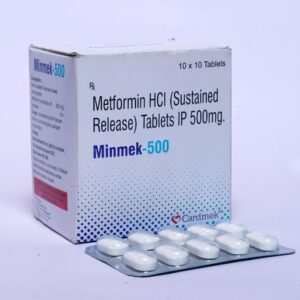 Metformin HCL (SR) 500mg | Brand - Minmek-500 | Manufacturer - CARDMEK | Pack of 1x10 Tab