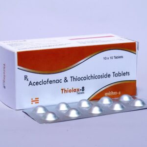 Aceclofenac 100mg, Thiocolchicoside 4mg | Brand - Thiolax-8 | Manufacturer - HECURE PHARMA | Pack of 1x10 Tab