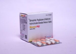Glimepiride , Pioglitazone Hydrochloride and Metformin Hydrochloride (Sustained Release) Tablets | Brand - Minmek-PG2 | Manufacturer - CARDMEK | Pack of 1x10 Tab