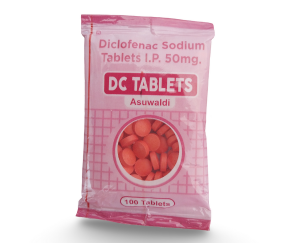 Diclofenac sodium 50 mg | Brand - DC-tablets | Manufacturer - ASUWALDI | Pack of 100 Tab