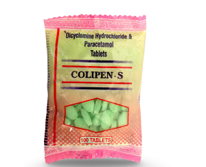 Dicyclomine Hcl 20mg and Paracetamol 325mg | Brand - Colipen-S | Manufacturer - PENTA | Pack of 100 Tab