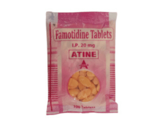 Famotidine 20 mg | Brand - Atine - Orange (OVAL) | Manufacturer - ASUWALDI | Pack of 100 Tab