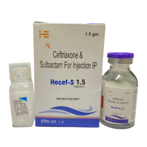 ceftriaxone and Sulbactam For Injection | Brand - Hecef-S | Manufacturer - HECURES | Pack of 1.5gm Inj