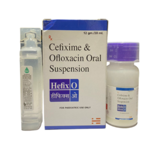 Cefixime 50 mg and Ofloxacin 50 mg Oral Suspension | Brand - Hefix O | Manufacturer - HECURE PHARMA | Pack of 30 ml Syrup