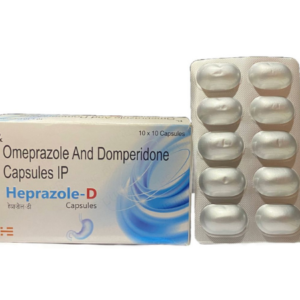 Omeprazole 20mg, Domperidone 10mg | Brand - Heprazole-D | Manufacturer - HECURE PHARMA | Pack of 1x10 Cap