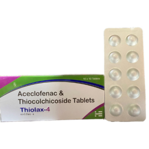 Aceclofenac 100 mg and Thiocolchicoside 4 mg | Brand - Thiolax-4 | Manufacturer - HECURE PHARMA | Pack of 1x10 Tab