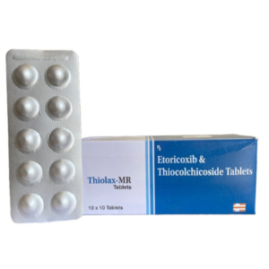 Etoricoxib 60 mg and Thiocolchicoside 4 mg | Brand - Thiolax-MR | Manufacturer - HECURE PHARMA | Pack of 1x10 Tab