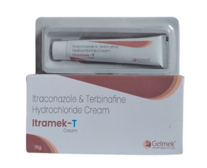 Anti-fungal - Itraconazole and Terbinafine Hydrochloride | Brand - Itramek-T Cream | Manufacturer - GELMEK | Pack of 15gm