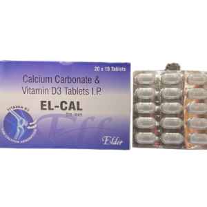 Calcium Carbonate and Vitamin D3 Tablets I.P. | Brand - EL-Cal | Manufacturer - Elder | Pack of 15 Tablets