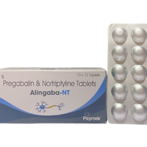 Pregabalin and Nortriptyline Tablets | Brand - Alingaba- NT | Manufacturer - Psymek | Pack of 10 Tablets