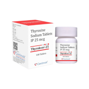 Thyroxine 25 mcg | Brand – Thyrokver-25 mcg | Manufacturer – CARDMEK | Pack of 100 Tab