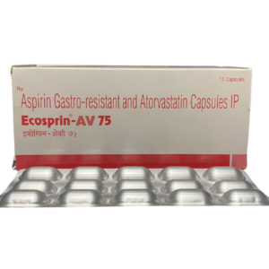Atorvastatin 10mg, Aspirin 75mg | Brand - Ecosprin-AV 75 Capsule | Manufacturer - USV Pvt Ltd | Pack of 1x10 Caps