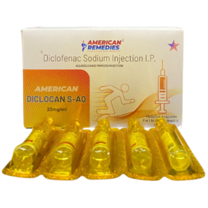 Diclofenac sodium 25 mg | Brand - Diclocan S Aq | Manufacturer - American Remedies | Pack of 5X3ml Amp