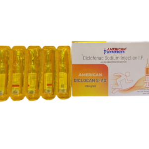 Diclofenac sodium 25 mg | Brand - Diclocan S Aq | Manufacturer - American Remedies | Pack of 5X3ml Amp