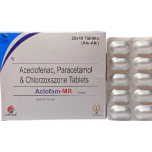 Aceclofenac 100mg, Paracetamol 325mg, Chlorzoxazone 250mg | Brand - Aclofam -MR | Manufacturer - Antex Pharma | Pack of 1X10Tablet