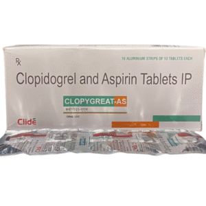 Clopidogrel 75mg & Aspirin 75mg | Brand - Clopygreat-AS | Manufacturer - Clide | Pack of 1x10 Tab