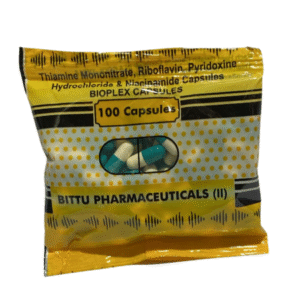 Thiamine Mononitrate , Riboflavine , Pyridoxine HCl and Niacinamide (B-complex) _ Brand – Bioplex (Green_White) _ Manufacturer – BITTU PHARMA _ Pack of 100 Cap