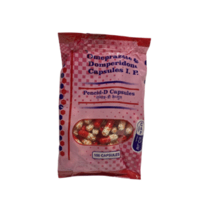 Omeprazole 20mg, Domperidone 10mg _ Brand – Pencid-D (Red)_ Manufacturer – PENTA _ Pack of 100 Cap
